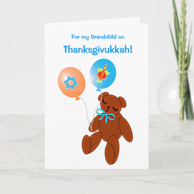 Thanksgivukkah Teddybär-Baby-Gruß-Karte Feiertagskarte (Vorderseite)