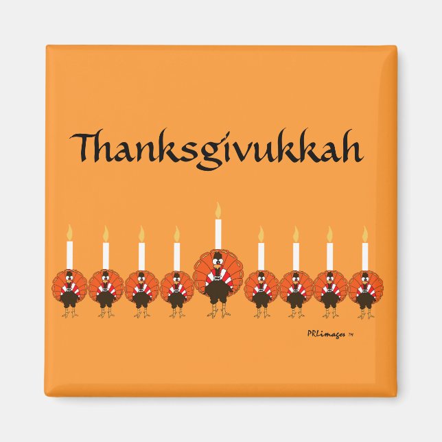 Thanksgivukkah Türkei Menorah Magnet (Vorne)