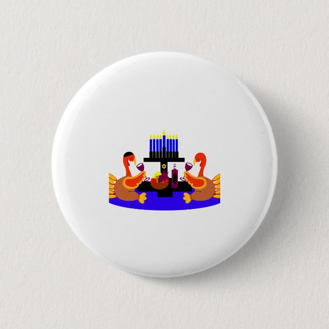 Thanksgivukkah Wein, der Truthähne röstet Button (Vorderseite)