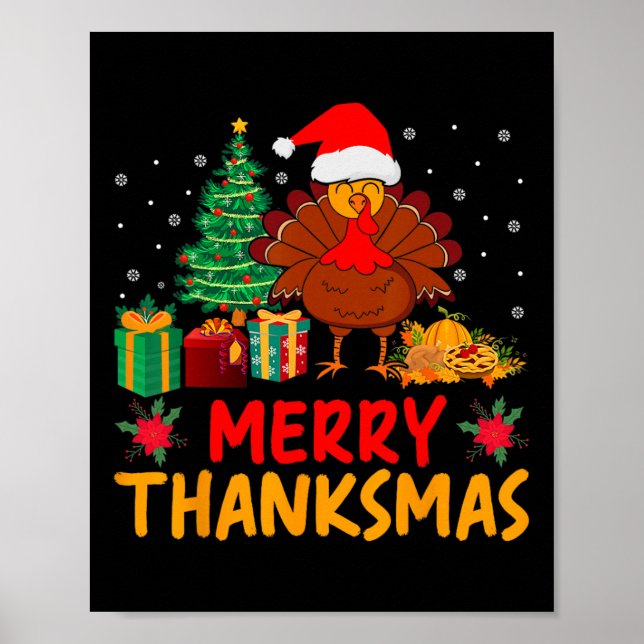 Thanksmas Weihnachts-Erntedank Türkei Santa Poster (Vorne)
