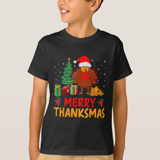 Thanksmas Weihnachts-Erntedank Türkei Santa T-Shirt (Vorderseite)