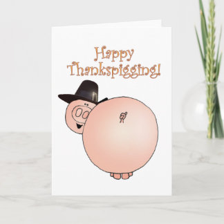 "Thankspigging" lustiger Cartoon-Schwein-Erntedank Feiertagskarte