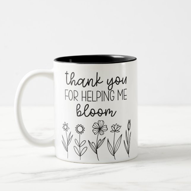 Thankyou For Letting Me Bloom Teacher Mug Zweifarbige Tasse (Links)