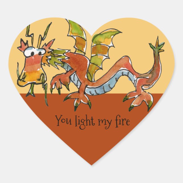 Thar Be Dragons Herz-Aufkleber (Vorderseite)