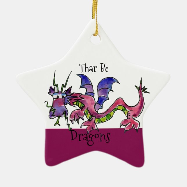Thar Be Dragons Keramikornament (Hinten)