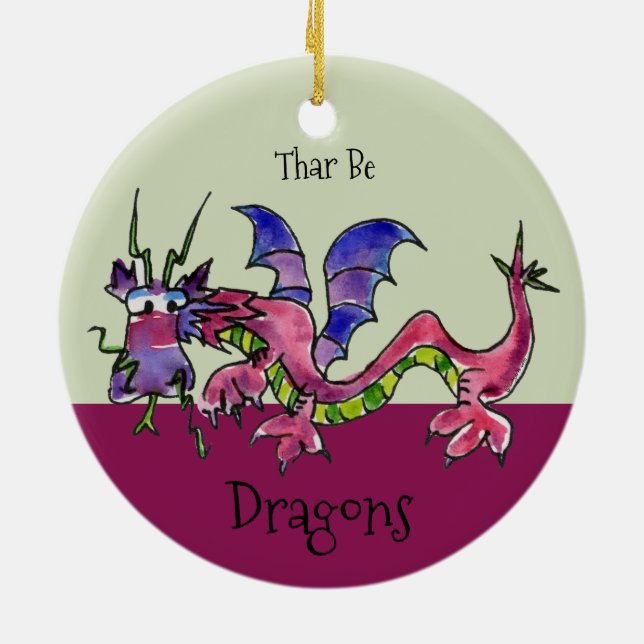 Thar Be Dragons Keramikornament (Hinten)