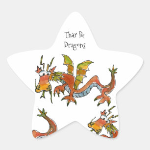 Thar Be Dragons Stern-Aufkleber