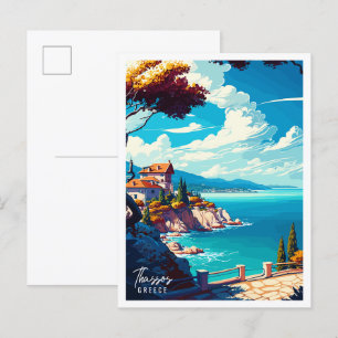 Thassos Greece Vintage-Reisebeispiele Postkarte