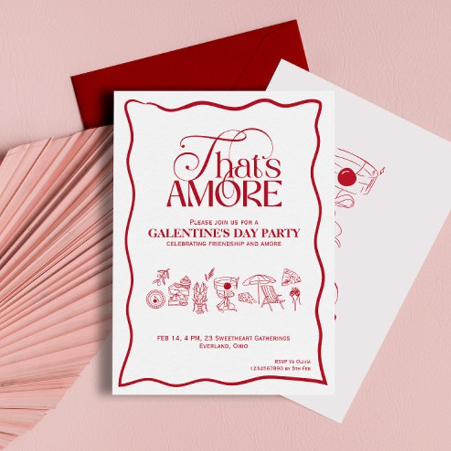 “That’s Amore” GALENTINES Red Party Invitation Einladung (Von Creator hochgeladen)