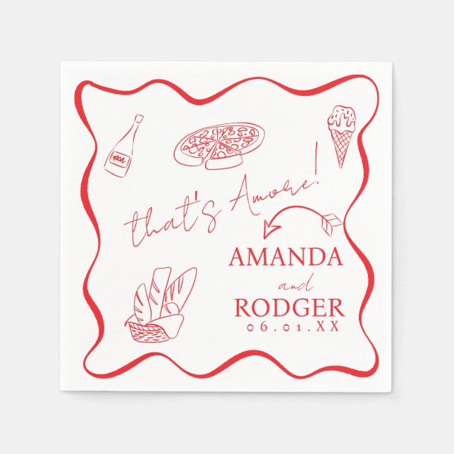 That’s Amore Italian Doodles Wedding  Napkin Serviette (Vorderseite)