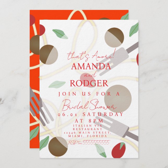 That’s Amore Italian Pasta Wedding Einladung (Vorne/Hinten)