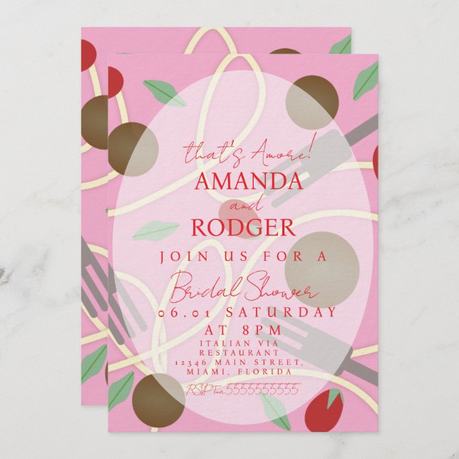 That’s Amore Italian Pasta Wedding Einladung (Vorne/Hinten)