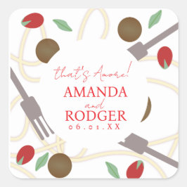 That’s Amore Italian Pasta Wedding Quadratischer Aufkleber