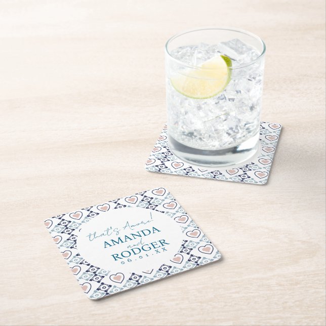 That’s Amore Italian Tiles and Hearts Rechteckiger Pappuntersetzer (Vor Ort)