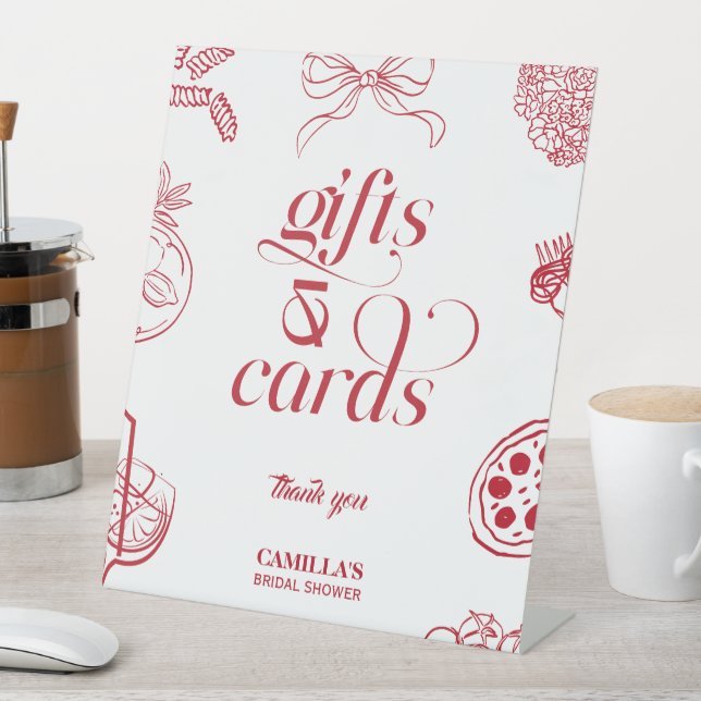 That’s Amore Red Bridal Shower cards and gifts Sockelschild (In Situ)