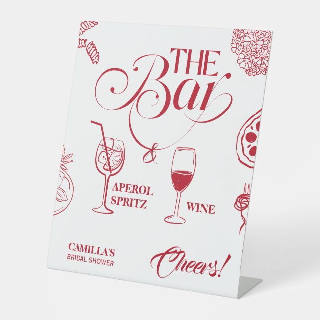 That’s Amore Red Bridal Shower Mimosa Bar Sockelschild (Vorderseite)