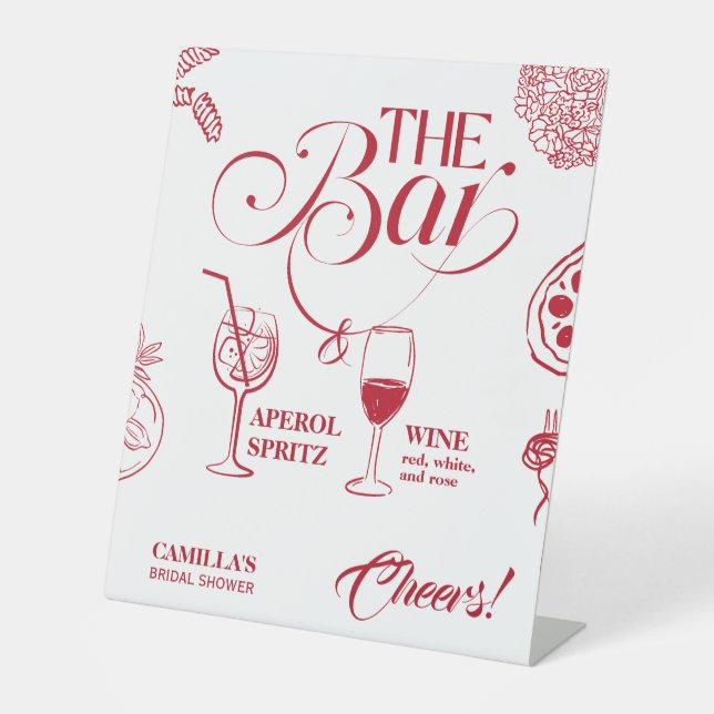 That’s Amore Red Bridal Shower Mimosa Bar Sockelschild (Vorderseite)