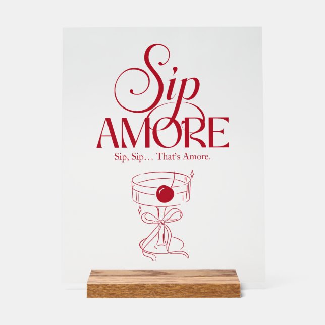That’s Amore Red hand drawn Bridal Shower Acrylschild (Vorderseite)