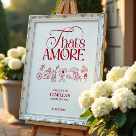 That’s Amore Red hand drawn Bridal Shower Poster