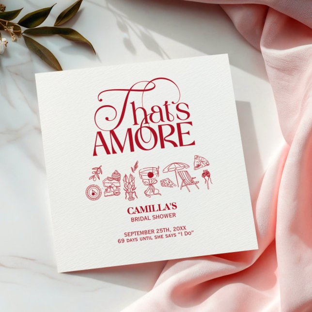 That’s Amore Red hand drawn Bridal Shower Serviette (Von Creator hochgeladen)