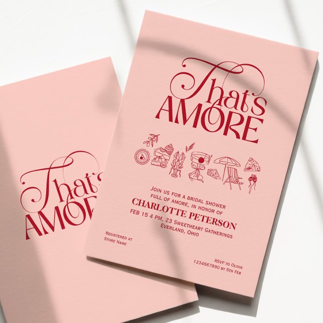 That’s Amore Red soft pink Bridal Shower invite Einladung (Von Creator hochgeladen)