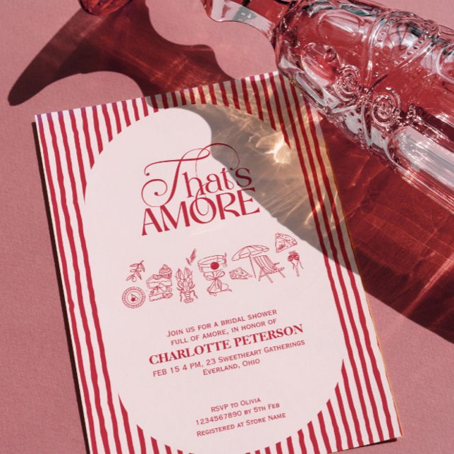 That’s Amore Red stripes Bridal Shower invite Einladung (Von Creator hochgeladen)