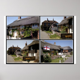Thatched homes in Selsey. Poster