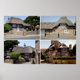 Thatched homes in Selsey. Poster