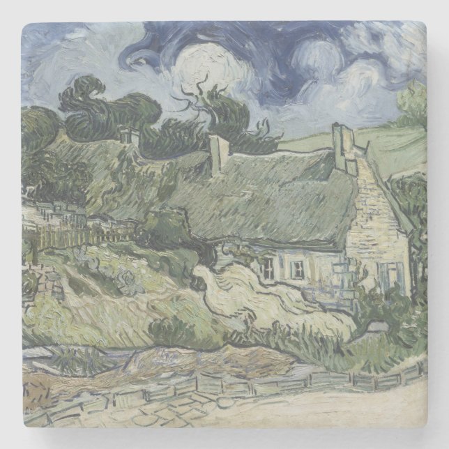 Thatched Hütten Cordeville durch Vincent van Gogh Steinuntersetzer (Vorderseite)