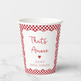 "That's Amore" Brautparty Chic Red Checkered Pappbecher