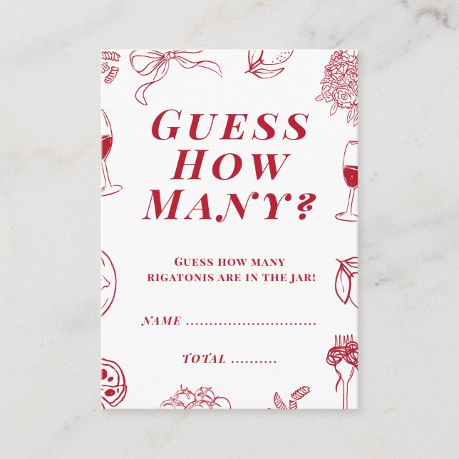 That's Amore Bridal Shower Guess how many Game  Begleitkarte (Vorderseite)