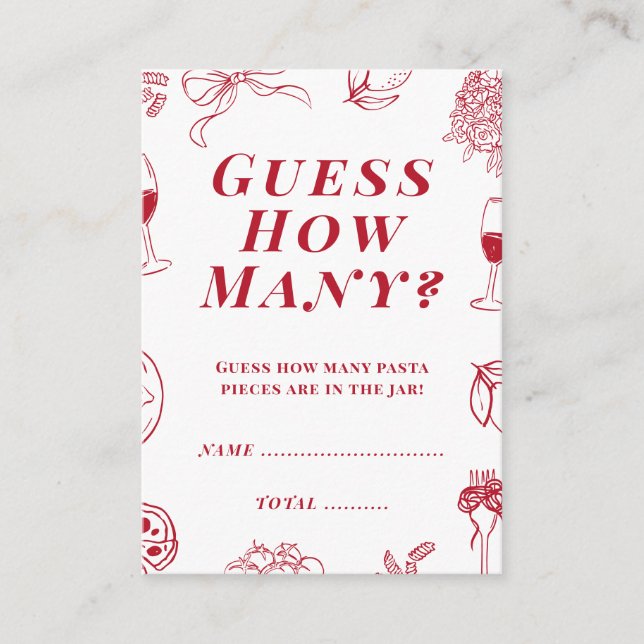 That's Amore Bridal Shower Guess how many Game  Begleitkarte (Vorderseite)