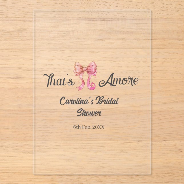 that's amore bridal shower pink retro bow boho nam acryleinladungen (Vorderseite)