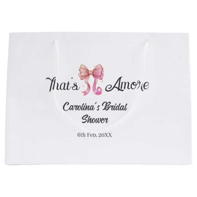 that's amore bridal shower pink retro bow boho nam große geschenktüte (Vorderseite)