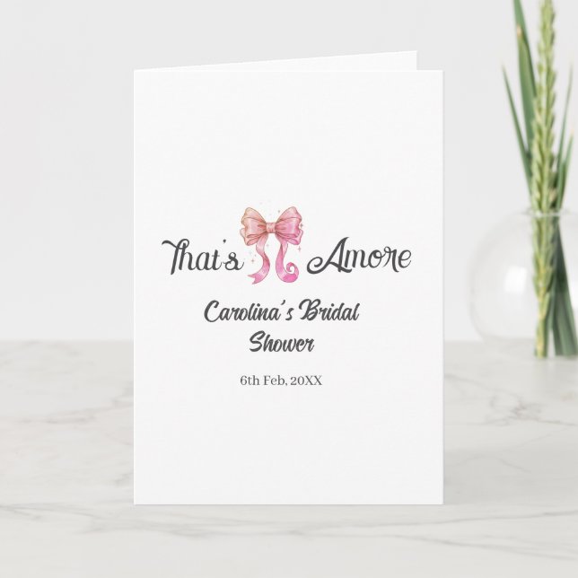 that's amore bridal shower pink retro bow boho nam karte (Vorderseite)