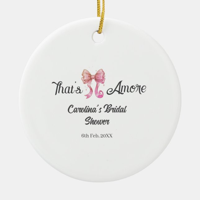 that's amore bridal shower pink retro bow boho nam keramik ornament (Vorne)