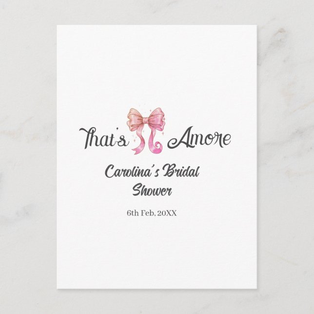 that's amore bridal shower pink retro bow boho nam postkarte (Vorderseite)