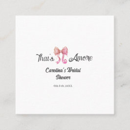 that's amore bridal shower pink retro bow boho nam quadratische visitenkarte