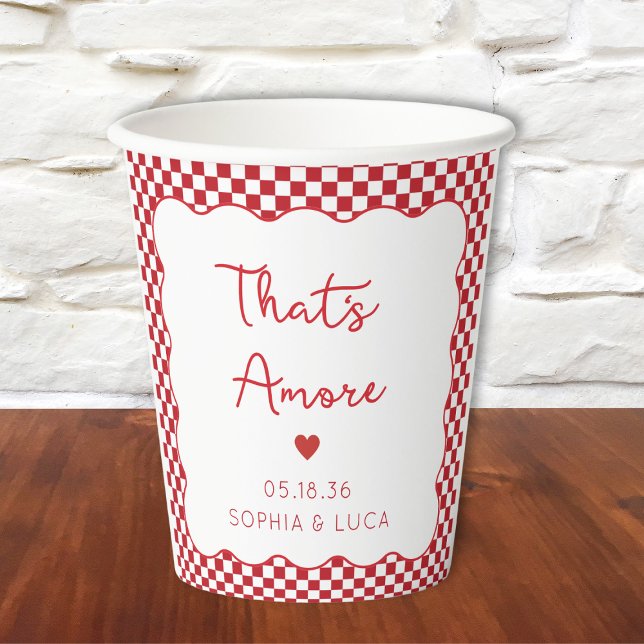 "That's Amore" Chic Red Checkered Italienische Hoc Pappbecher (Von Creator hochgeladen)