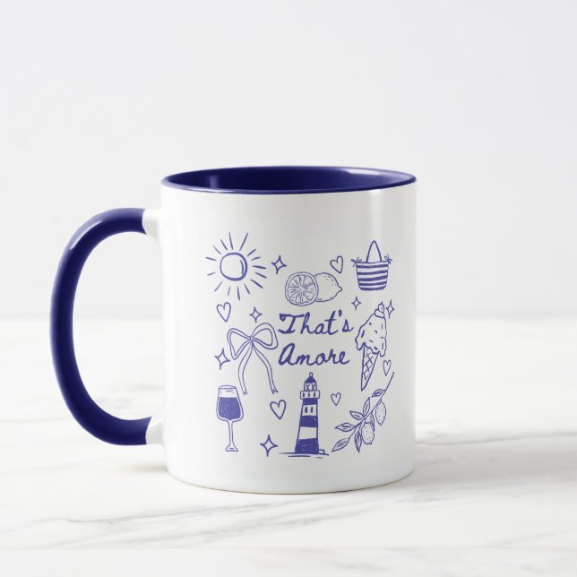 That's Amore Cute Blue Coquette Bow Italian Summer Tasse (Links)