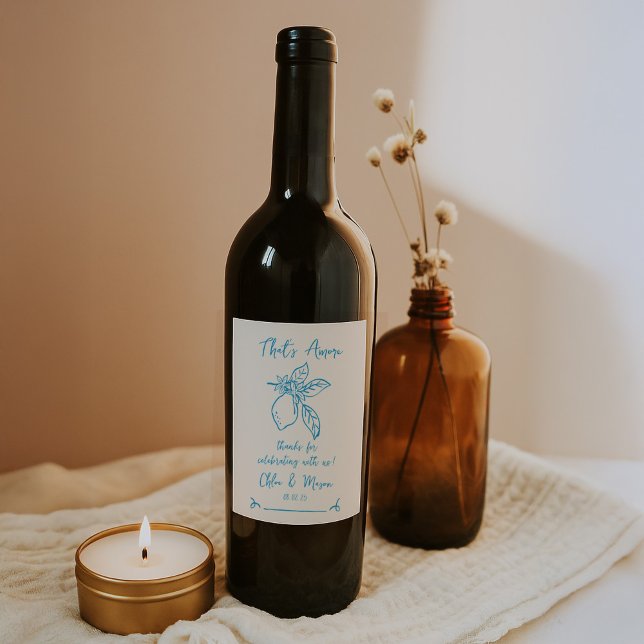 Thats Amore Hand Drawn Italienische Lemon Hochzeit Weinetikett (Von Creator hochgeladen)