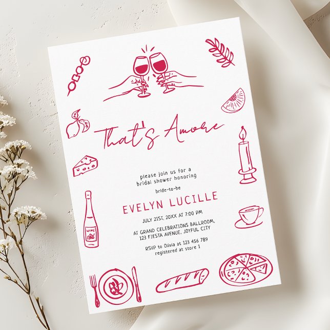 That's Amore Hand Drawn Quirky Retro Bridal Shower Einladung (Von Creator hochgeladen)