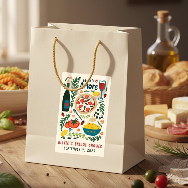 That's Amore Italian Food CUSTOM Bridal Shower Rechteckiger Aufkleber (That's Amore Italian Food CUSTOM Bridal Shower Rectangular Sticker
)