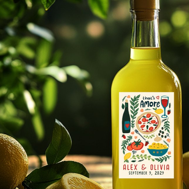 That's Amore Italian Food CUSTOM Wedding Favor Rechteckiger Aufkleber (That's Amore Italian Food CUSTOM Wedding Favor Limoncello Olive Oil Rectangular Sticker
)