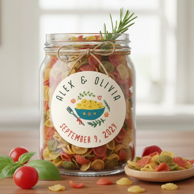 That's Amore Italian Food CUSTOM Wedding  Runder Aufkleber (That's Amore Italian Food Pasta CUSTOM Wedding Favors Classic Round Sticker
)