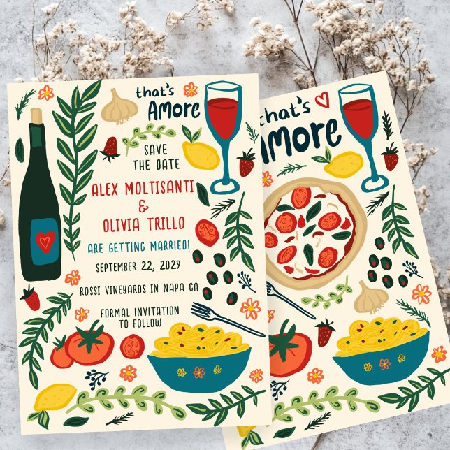 That's Amore Italian Food SAVE THE DATE Engagement Einladung (That's Amore Italian Food SAVE THE DATE Engagement Invitation
)