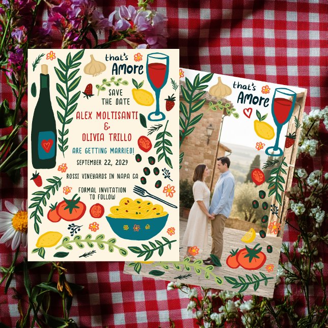 That's Amore Italian Food SAVE THE DATE Engagement Einladung (That's Amore Italian Food SAVE THE DATE Custom Photo Engagement Invitation
)