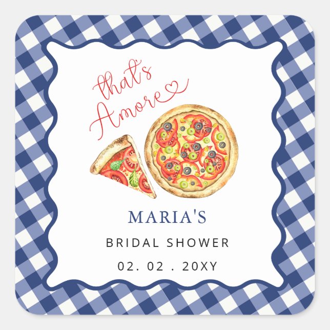 Thats Amore Italian Pizza Party Bridal Shower Quadratischer Aufkleber (Vorderseite)