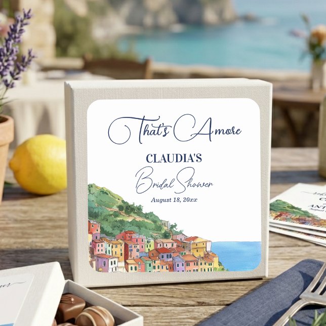 That's Amore Italian Riviera Bridal Shower Quadratischer Aufkleber (Von Creator hochgeladen)
