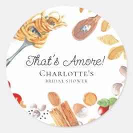 That's Amore Italian Script Bridal Shower Runder Aufkleber